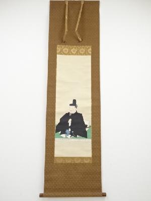 幕末～明治頃　菅原道真像　肉筆絹本掛軸（保護箱）